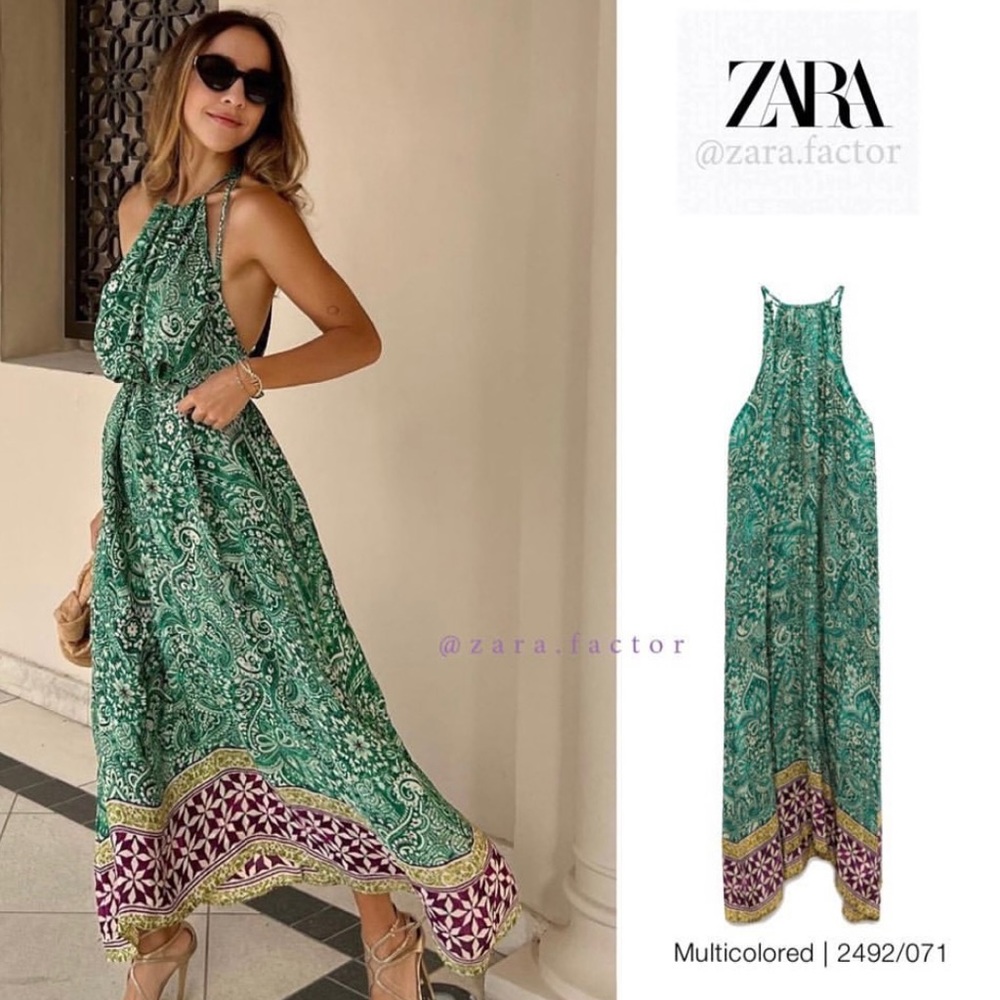 Zara Halter Silk Dress